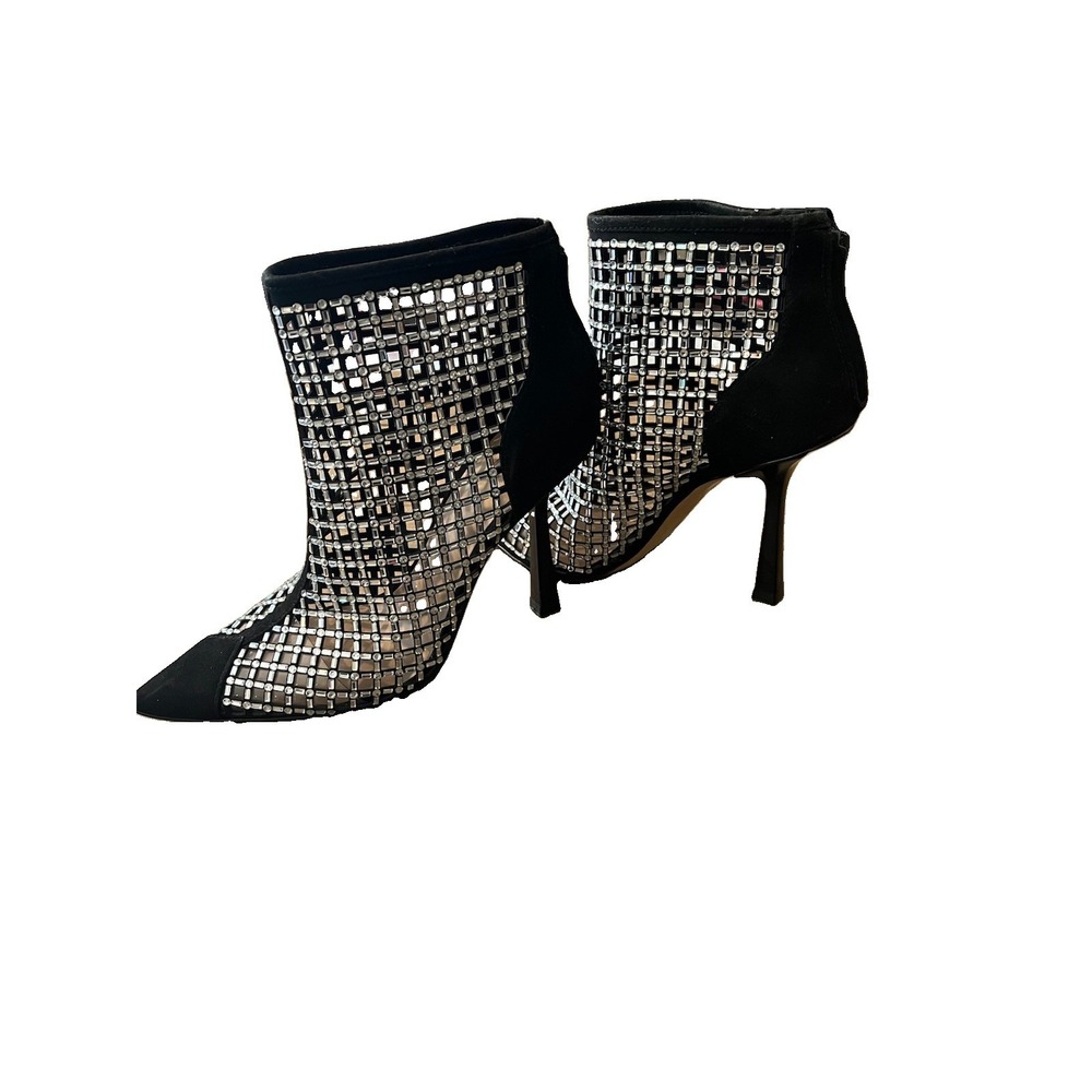 INC International Concepts Black Rhinestone Pointed Toe Ankle Booties W9.5